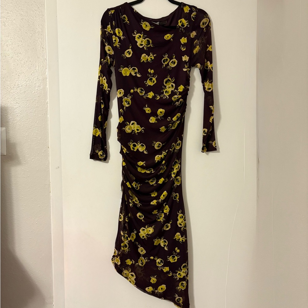 Calvin Klein deep purple long sleeve bodycon dress